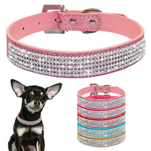 Bling Collar Rhinestone PU Leather Crystal Diamond Puppy Collar Pet Dog Collars Pets Supplies Dog Accessories 2024 - buy cheap