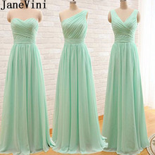 JaneVini 2019 Women Elegant Bridesmaid Dresses for Weddings Mint Green Chiffon Long Maid Of Honor Party Gowns Vestidos De Gasa 2024 - buy cheap