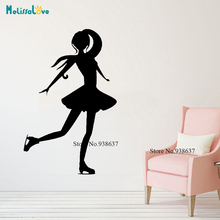 Vinyl Sticker Figure Skating Club Sports Woman Dancing Skater Wall Decal Ice Skating School Children Room Decor Mural CL268 2024 - buy cheap