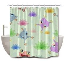 LB Children's Funny Cute Cartoon Frog Lotus Pond Bathroom Shower Curtain Nature Luxury Waterproof Fabric For Kids Bathtub Decor 2024 - buy cheap