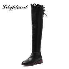 2019 simple style winter thick with fashion boots round head short plush zipper rubber bottom over the knee boots women 2024 - buy cheap