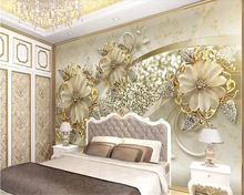 Beibehang-papel tapiz 3 d para paredes, pegatinas personalizadas, de lujo, estéreo 3d dorado, diseño europeo, joyería, Fondo de TV 2024 - compra barato
