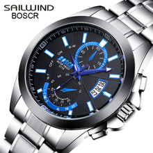 SAILWIND BOSCK Casual Business Watch Men Stainless Steel Water Resistant Quartz watch date Clock Calendar Watches Montre Homme 2024 - buy cheap