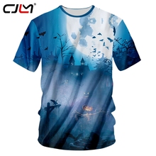 CJLM-Camiseta gótica de Halloween para hombre, camisa de cuello redondo, camiseta de calabaza 3D, Camiseta estampada de espantapájaros, camiseta azul para hombre, venta directa 2024 - compra barato