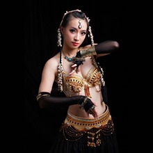 Performance Tribal Belly Dance Clothes for Women Outfit Set Antique Bronze Beads Bra Belt Skirts Gypsy Dance Costumes Skirts 2024 - buy cheap