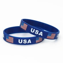 1 шт. Американский Силиконовый браслет с флагом США, синий футбольный спортивный сувенир, силиконовые резиновые браслеты и браслеты, подарки sh216 2024 - купить недорого