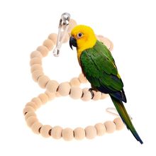 Спиральная искусственная игрушка, качели, окунь, подставка-держатель, подвесная клетка, изделия из натурального дерева для птиц, жевательная игрушка для попугаев 2024 - купить недорого