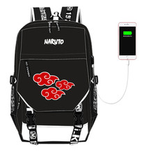 Mochila de estampa de akatsuki, anime, escola, com carregamento usb, para laptop, de lona, para viagem, robusto 2024 - compre barato