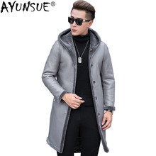 AYUNSUE мужская куртка из натуральной кожи, зима 2020, пальто из 100% шерсти, дубленка, шуба, Jaqueta De Couro ZL369 2024 - купить недорого