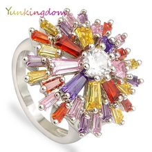 Yunkingdom Роскошные красочные кольца с фианитом для женщин, оригинальное креативное Ювелирное кольцо anel anillos ALP0109 2024 - купить недорого