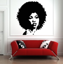 Calcomanía de pared de mujer africana, pegatina de pared de mujer Afro hermosa, arte de pared de salón de belleza 2FZ9 2024 - compra barato