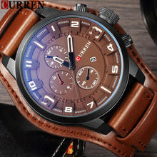 CURREN-Reloj de pulsera de cuarzo para hombre, accesorio masculino de marca superior de lujo, informal, de cuero, militar, resistente al agua, deportivo, regalo 2024 - compra barato