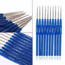 10pcs x Metal Knitting Needles Crochet Hooks Tools Kit With Ergonomic Grips Blue 2024 - buy cheap