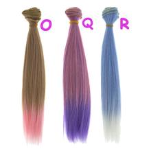 Handmade 1 Pcs 25cm*100CM Fiber Material Doll Wigs BJD Multicolor Straight Hair Accessories For Barbie 1/12 1/6 Doll Toy 46O-R 2024 - buy cheap