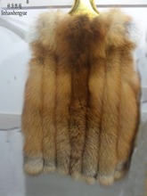 Colete de pele de raposa vermelha feminino, colete de pele 100% real 2024 - compre barato