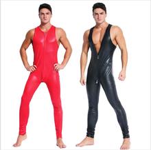New Arrivals PU Leather Men Sexy Bodysuit Faux Latex Male Erotic Jumpsuit Club Stage Costume Gays Sex Lingerie Adult Products 2024 - buy cheap