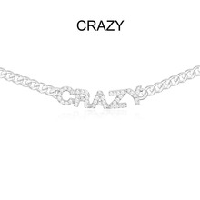 SLJELY, роскошная фирма, Стерлинговое Серебро 925 пробы, буквы, CRAZY Chain, ожерелье, микро кубический цирконий, камни, изысканные женские модные ювелирные изделия 2024 - купить недорого