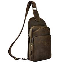 Quality Men Crazy Horse Leather Casual Waist Pack Chest Bag Design Sling Bag One Shoulder Bag Crossbody Bag For Male 9977 2024 - buy cheap