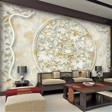 beibehang Custom murals 3d wallpaper marble rich peony jade embossed TV sofa front wall living room wallpaper 2024 - buy cheap