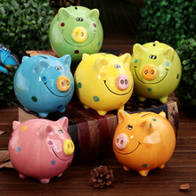 Cerâmica smiley porco piggy banco de poupança dinheiro moeda caixas de dinheiro crianças brinquedo presente bonito caixa armazenamento ornamentos criativo decoração da sua casa 2024 - compre barato