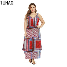 TUHAO Women Vintage Dress Plus Size 3XL 2XL Casual Long Dresses Patchwork Summer Sundress Large Size Retro Woman Long Dress 2024 - buy cheap