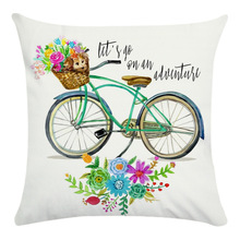 Красочная короткая плюшевая наволочка с рисунком велосипеда, украшение для дома, декоративная наволочка для дивана, кровати 2024 - купить недорого