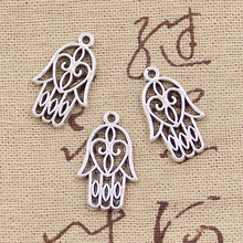 30pcs Charms Fatima Hand Hamsa Palm Protection 21x13mm Antique Silver Color Pendants Making DIY Handmade TibetanJewelry 2024 - buy cheap