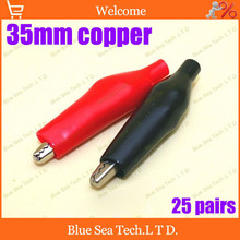 Clip de prueba de latón negro y rojo, abrazadera de sujeción de cable de repuesto, 25 pares, 35mm, envío gratis 2024 - compra barato