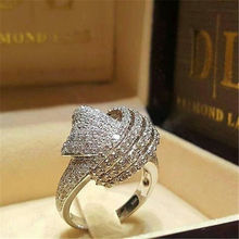Роскошное мужское и женское кольцо с кристаллом из циркония, милые обручальные кольца серебряного цвета для женщин, обручальное кольцо обещание, обручальное кольцо 2024 - купить недорого