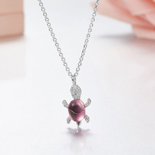Slzely design de moda zircão cúbico rosa mar tartaruga pingente colar para feminino 925 prata esterlina jóias para acessórios femininos 2024 - compre barato