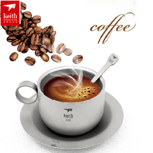 150ml Keith Ultralight Titanium Coffee Cup Tea Sets Portable Outdoor Titanium Cutlery Water Coffee Mug with Pot Spoon Set Ti3601 2024 - compre barato