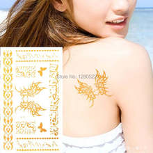 3 hojas Paty temporal oro árabe tatuaje Tatuagem mariposa brillo tatuaje pegatina mujeres Arte del cuerpo 2024 - compra barato