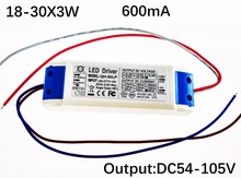 Led driver de 18-30x3w 600ma, fonte de alimentação de alta potência, 40w 50w 60w, holofote