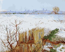 Mahuaf-i354 van gogh paisagem da neve do inverno pintura a óleo de diy by números sobre coloração by numbers lona pintados à mão para casa decoração 2024 - compre barato
