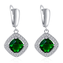 For wedding Design Drop Earrings for Bride Wholesale Green Cubic zirconia silver color Stamped Fashion Jewelry JE1015 2024 - buy cheap