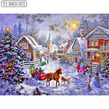 5D DIY Natal Imagem Paisagem Pintura Diamante Praça Cheia De Strass Diamante Bordado Transporte Home Decor XY1 2024 - compre barato