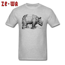 Latest T-shirt Men 3D T Shirt Rhinoceros Of Durer Artist Tops Graphic Tees Short Sleeve 100% Cotton Tshirt Classic Grey Clothes 2024 - buy cheap