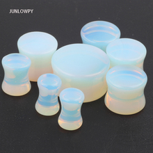 Junlowpy expansor de vidro para orelha, pedra de opala, tampão para os ouvidos, medidores expansor, joia de piercing corporal 2024 - compre barato