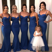 Simple Royal Blue Sexy Mermaid Bridesmaid Dresses Simple Spaghetti Straps Satin Maid Of Honor Party Dresses Cheap 2024 - buy cheap