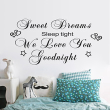 Characters "Dreams Love Goodnight" Wall Sticker Bedroom Removable wall stickers home decor decoracion vinylBlack 57*114CM 2024 - buy cheap