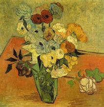Japanese Vase with Roses and Anemones-Vincent Van Gogh oil painting-Floral canvas wall pictures for living rooms 2024 - buy cheap