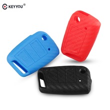 KEYYOU 3 Button Silicone Key Fob Cover Case For VW Polo 2016 Golf 7 MK7 For Skoda Octavia Combi A7 For SEAT Leon Ibiza CUPTRA 2024 - buy cheap