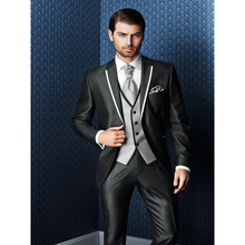 Traje de novio de boda clásico gris a la medida para hombres, ropa para novio, mejor Traje De Hombre (chaqueta + Pantalones + chaleco + corbata), novedad de 2020 2024 - compra barato