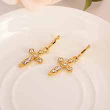 New Fashion Women Costume Jewelry  diamond cz Drop Earrings Cross Shape Vintage Gold  For Women Crosses Earring Pendientes gifts 2024 - buy cheap