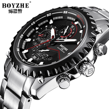 BOYZHE Business Mens Mechanical Watches Stainless Steel Sports Chronograph Automatic Watch Men Calendar Luminous Montre Homme 2024 - buy cheap