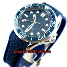 41mm azul estéril dial bliger safira data de vidro marcas luminosas azul cerâmica moldura automática relógio masculino 2024 - compre barato