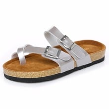 hot cork slipper cross band women shoes silver clip toe flip flops simple buckle flat slides comfy beach ladies sandals summer 2024 - buy cheap