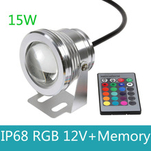 Luz Led RGB subacuática de 15W y 12v, lámpara impermeable IP68 para fuente y piscina, 16 colores que cambian con mando a distancia IR y memoria 2024 - compra barato