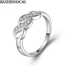 Kuziduocai New Fashion Jewelry Embed Zircon Stainless Steel Wave Shape Wedding Bride Party Rings For Women Anillos Mujer R-857 2024 - buy cheap
