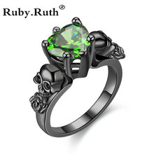 Vintage Gothic Skull Rose Color Rings for Women Girl Fashion Engagement Heart Crystal Ring Jewelry Gift 2024 - buy cheap